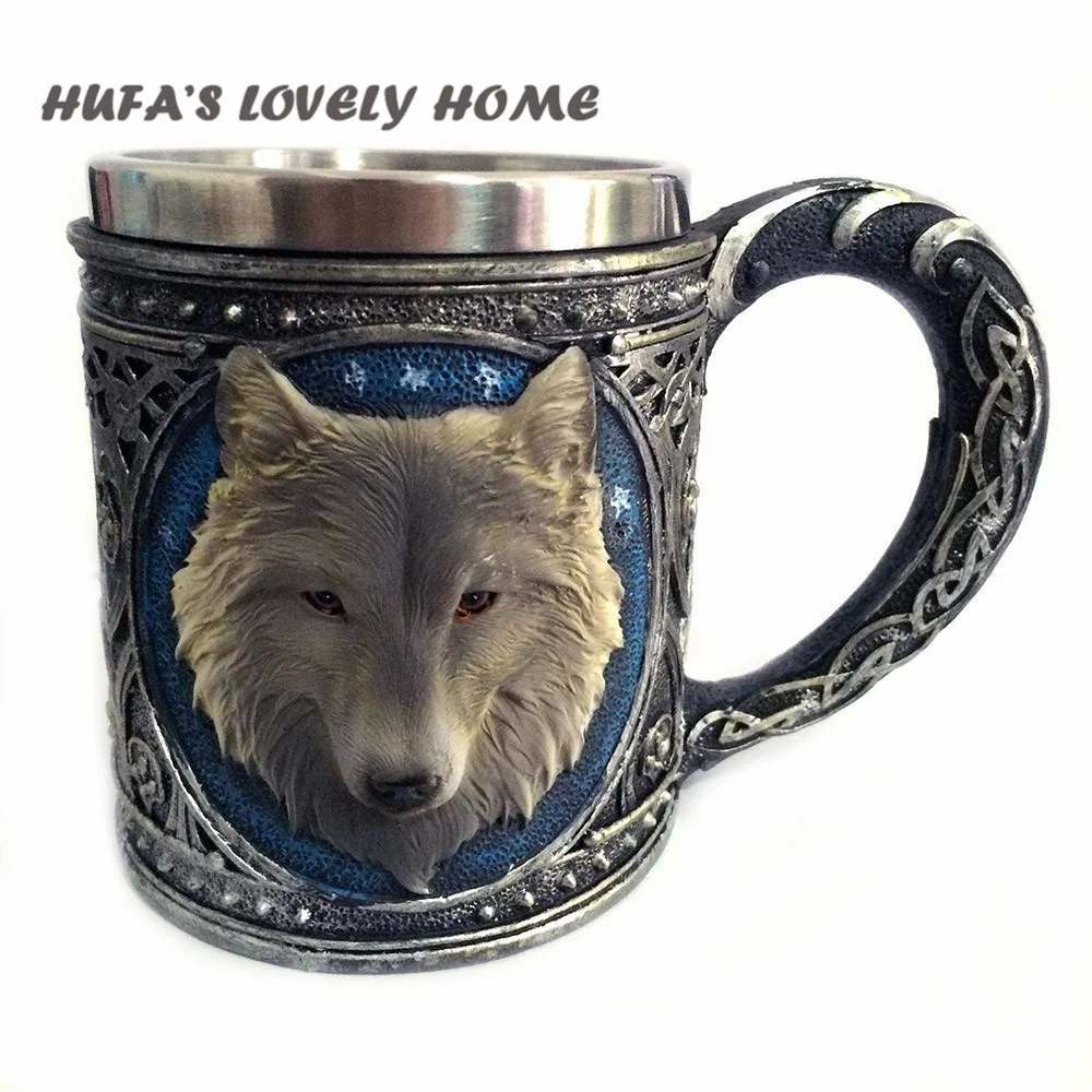HUFA'S прекрасный дом новое странное Волчья Голова кружка 3D Смола из нержавеющей