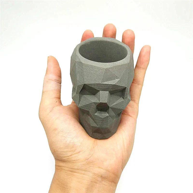3D череп, геометрический цветочный горшок, форма, бетон, силиконовая форма, сделай сам, держатель ручки, цемент, штукатурка, плесень, инструменты для украшения дома