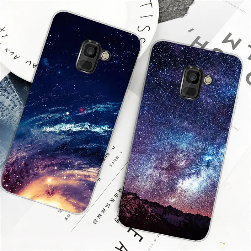 Мягкий ТПУ чехол для samsung Galaxy A8 космический силиконовый чехол для Galaxy A6 J4 J6 Plus J8 A7 A9 чехол для телефона s Coque capa