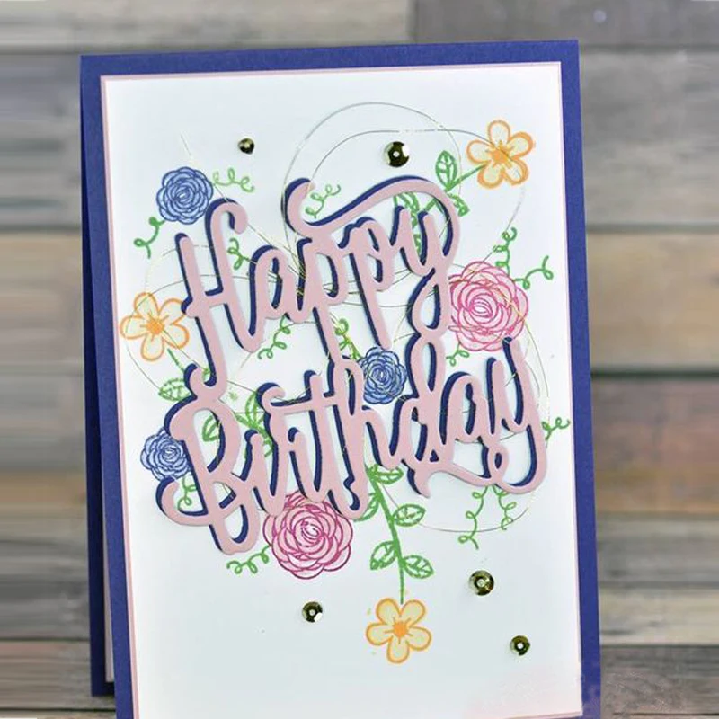 Letters Metal Die Cuts Cutting Dies happy birthday pattern For DIY Scrapbooking Embossing Photo Album Paper party manual Cards | Дом и сад