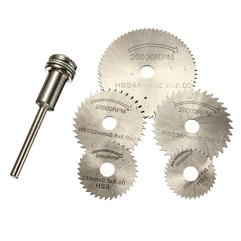 

6pcs/set Mini HSS Circular Saw Blades Rotary Tool For Dremel Metal Cutter Hand Tool Set Cutting Diamond Discs Mandrel
