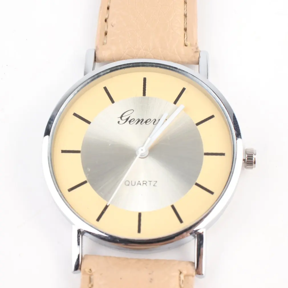 GENBOLI для женщин Простой циферблат наручные часы Элитный бренд кожа кварцевые