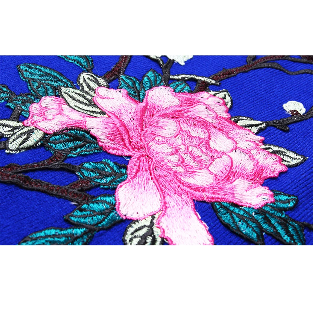 Платье с длинным рукавом Wmswjh синее трикотажное платье большого размера вышивкой