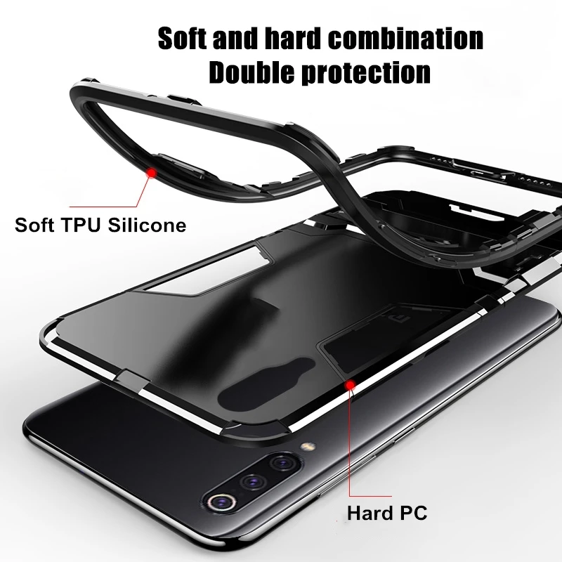 For Xiaomi Mi A3 Lite Case Armor Hard PC Soft Silicone TPU Back Cover Shockproof Holder Phone Fundas |