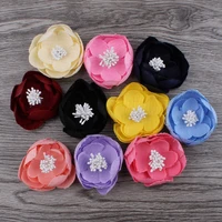 120pcslot 5cm 10colors hair clip artificial felt flower for girls apparel hair accessories handmade fabric flowers for headband