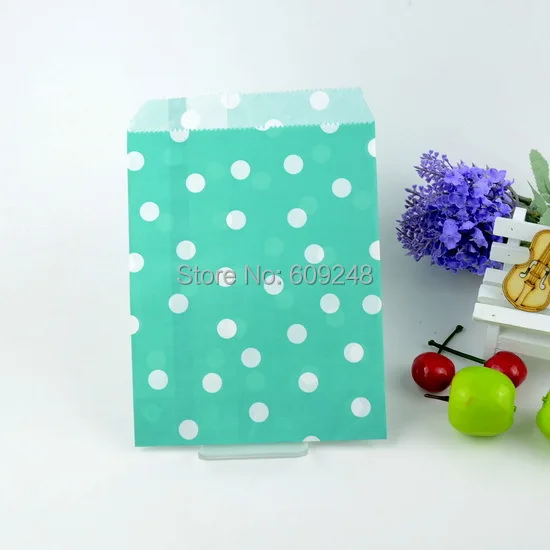 

100pcs Mixed Colors Wedding Goodie Gift Favor Buffet Aqua Paper Party Candy Treat Bags Small Tiny Polka Dot