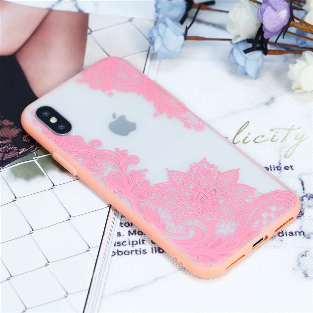 JFWEN чехол с кружевными цветами для iphone XS Max X 8 7 Plus XR Чехол Жесткий PC чехол для телефона s для iphone X 7 8 6S Plus 5 5S SE чехол