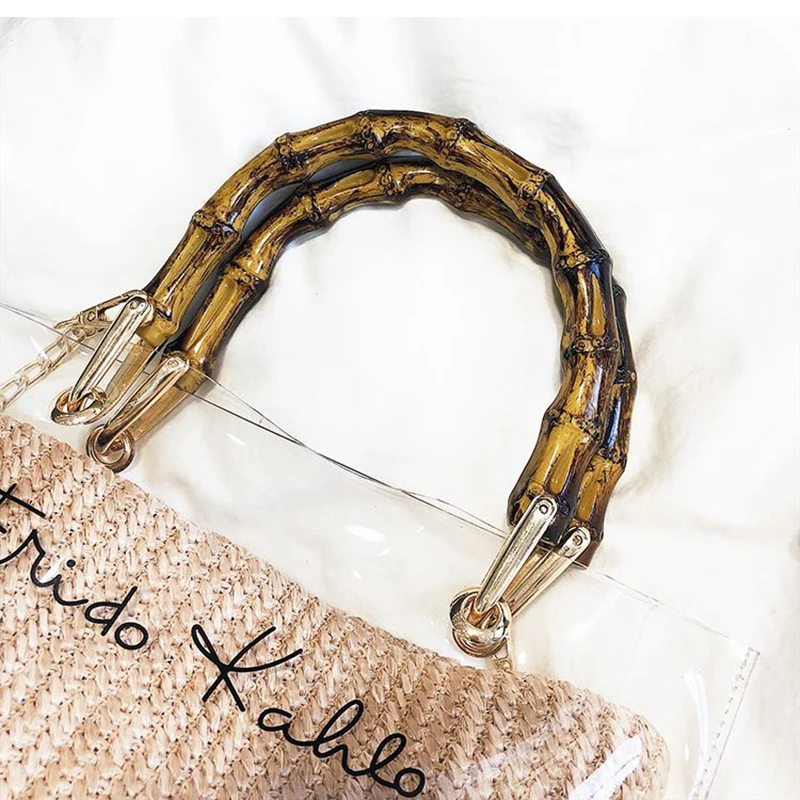 

Kissyenia Summer 2018 Women Handbag Transparent Chain Straw Bag Lady Travel Holiday Beach Bag Crossbody Bag Clear Bag 2pcsKS1270