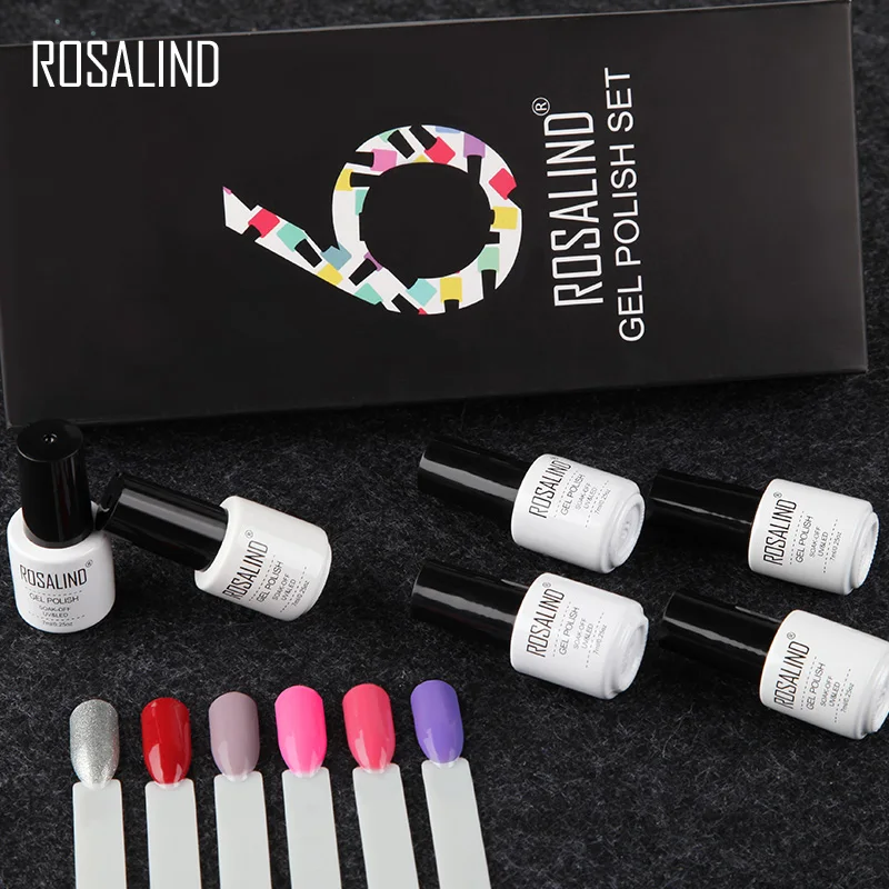 Набор УФ гель лаков ROSALIND 6 шт./лот для наращивания ногтей акриловый дизайн все