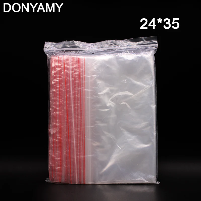 DONYAMY 100 шт. 24x35 см мешки с замком на молнии прозрачные 2MIL полиэтиленовые пакеты для