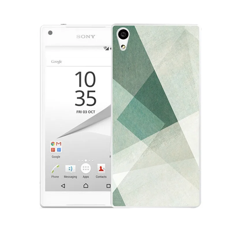 QMSWEI TPU Clear Soft Phone Case For Sony Z3 Z2 Z5 Z4 Grid Triangle Marble Printed Design Cute Style BackCover C3 C4 C5 |