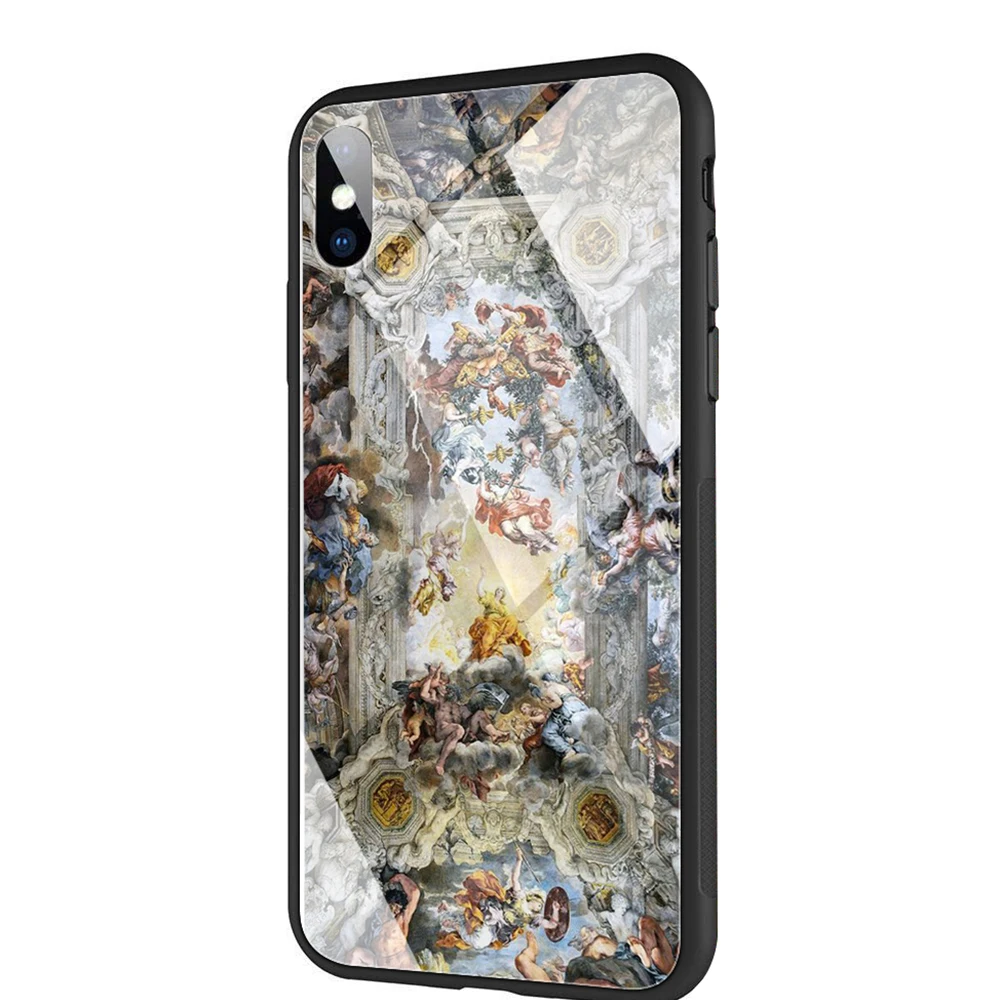 YIMAOC Michelangelo художественная статуя эстетический чехол из закаленного стекла для iPhone 11 Pro XS MAX XR X 8 7 6 6S Plus - Цвет: TG3