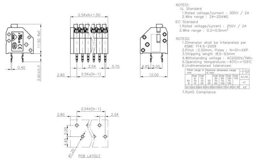 KF250 2,54 2P~ 12P PCB Пружинные клеммные блоки DG250 2,54 мм 2PIN~ 12PIN PTSA 0,5/2-2,5-Z-1990009 PHOENIX свяжитесь с DEGSON KEFA