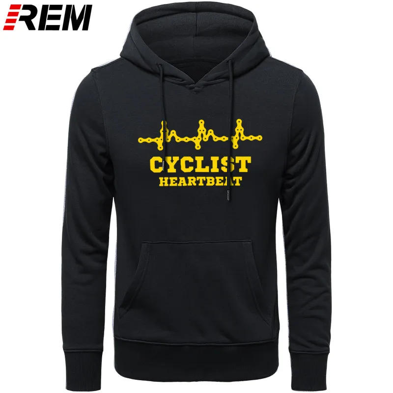 Для мужчин s CYCLINGer Cyclist Heartbeat Горный Дорожный велосипед Забавный велосипед мужские повседневные толстовки с длинными рукавами в китайском стиле, толстовки - Цвет: BLACK YELLOW