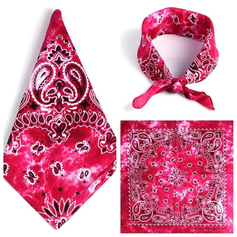 

Unisex Cycling Outdoor Square Bandanas Tie-Dye Gradient Colorful Hip-Hop Neckerchief Retro Paisley Floral Print Headwrap 55x55cm