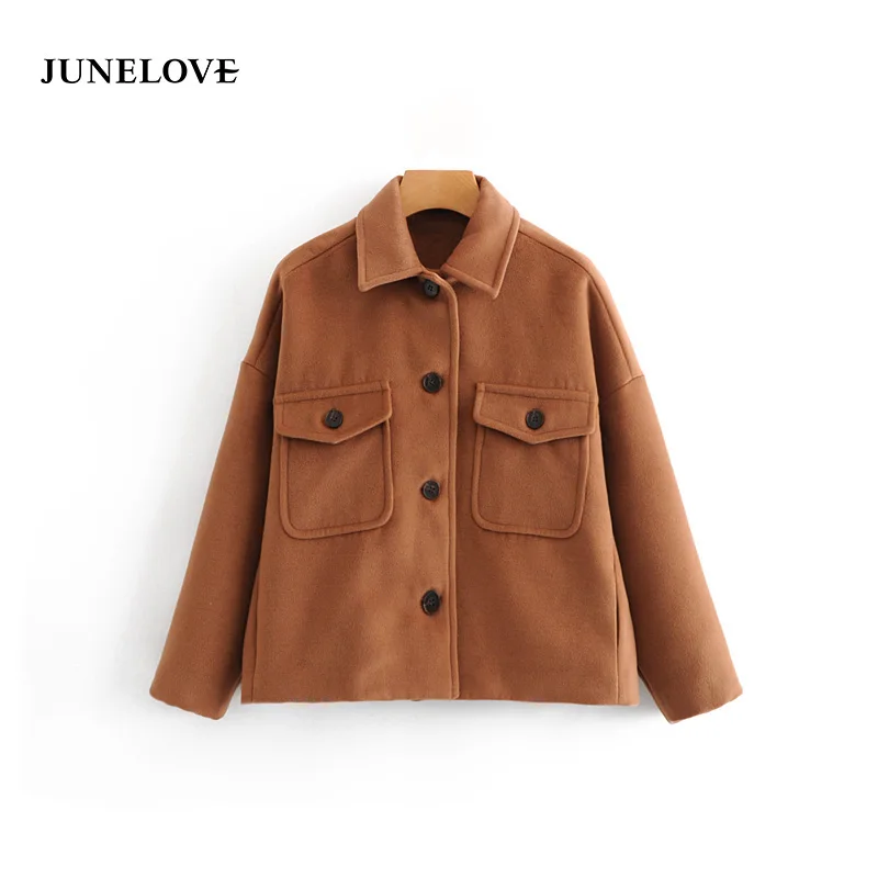 JuneLove 2018 Women Winter Thick Short Coat Long Sleeve Cotton Loose Female Jackets Vintage Single Breasted Casual Ladies Jacket | Женская