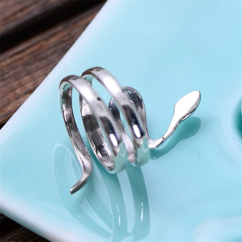 

V.YA 925 Silver Animal Ring Adjustable S925 Sterling Silver Rings for Men Women Snake Jewelry Wedding Birthday Gift