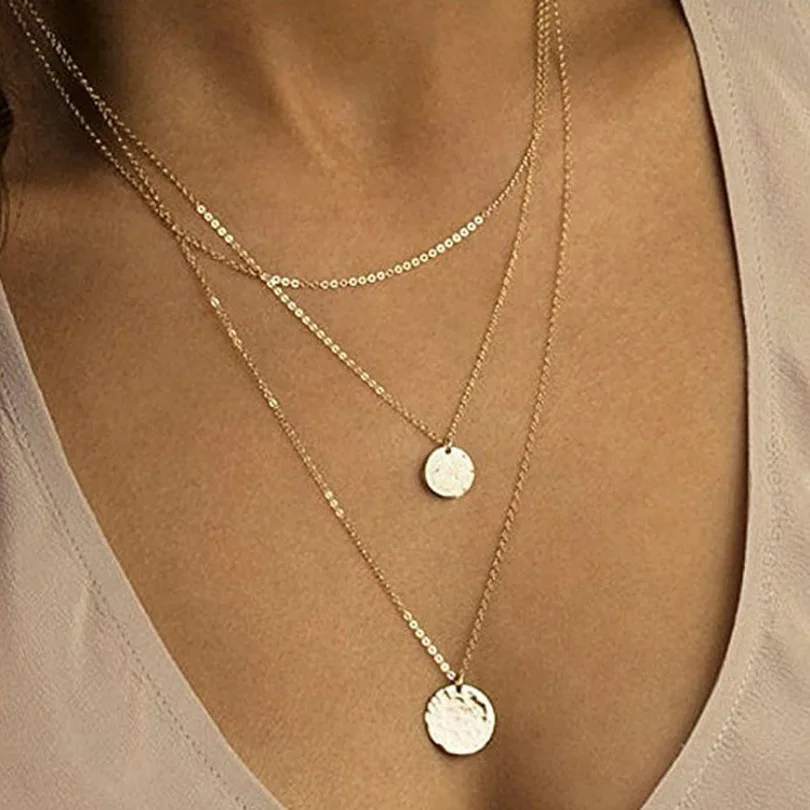 

New Boho Shell Coin Sequins Pendant Necklace for Women Chain Multilayer Chocker Necklace Collares Female Bride Jewelry Gift