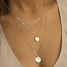 Ожерелье-чокер женское многослойное, в стиле бохо, с ракушками, монетой, подвеска со стразами