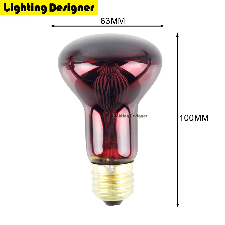 R63 40W 60W Red Heat Lamp Bulb Infrared Heating Spot Basking Reptiles Spotlight Helps Maintain Animal Warmth 220V | Лампы и освещение