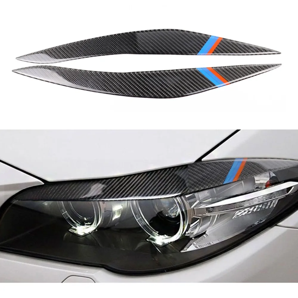 RRX углеродное волокно фары Брови Веки для BMW F10 5 серии 2010-2016 передняя фара отделка