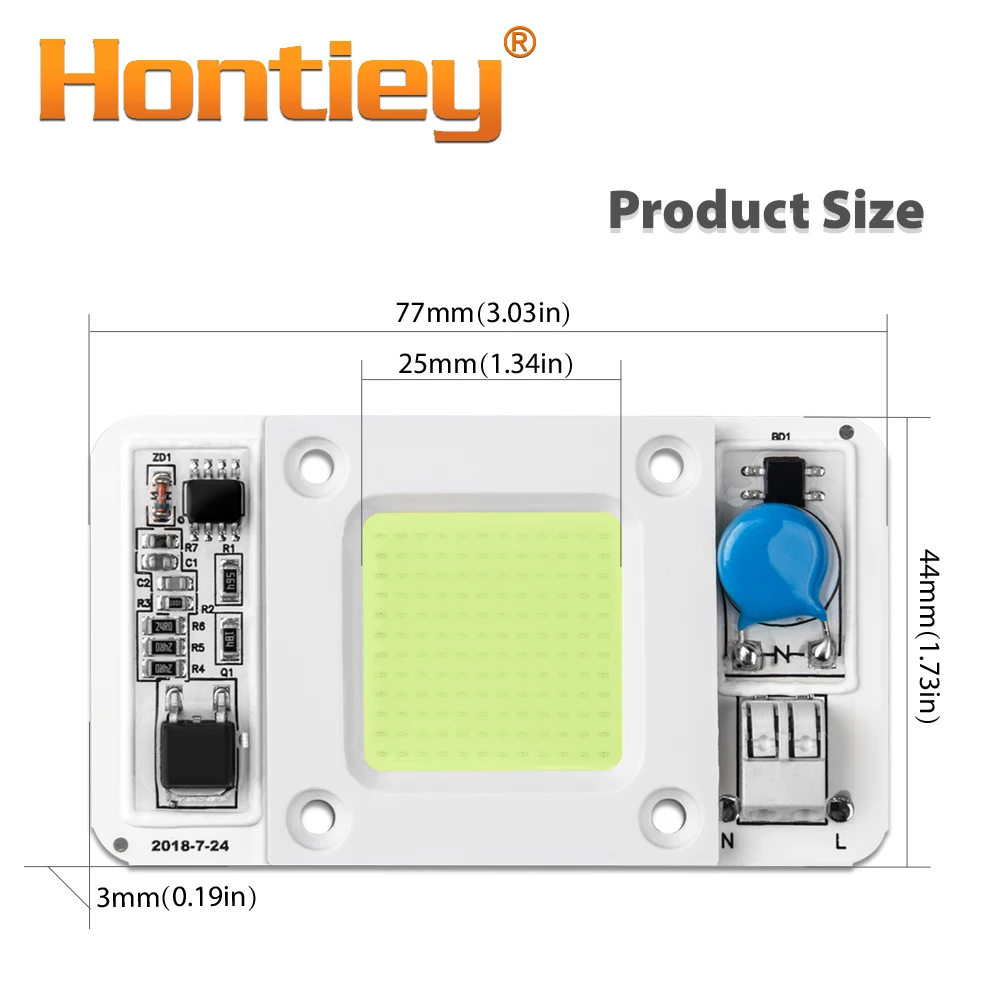 Светодиодная лампа Hontiey 50 Вт COB Smart IC AC 220 В драйвер белый теплый холодный полный
