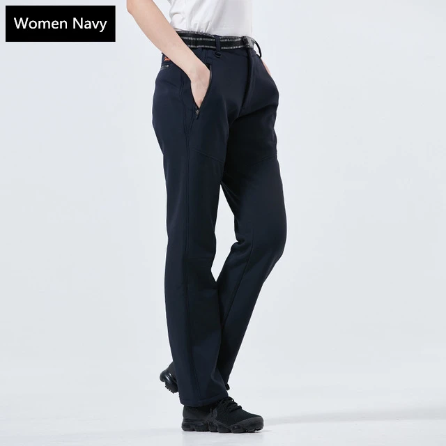 Women Dark Blue Унисекс походные брюки для горного туризма спорта на открытом воздухе водонепроницаемые ветрозащитные тепловые и Теплые внутренние кашемировые зимние брюки - Цвет: Women Dark Blue