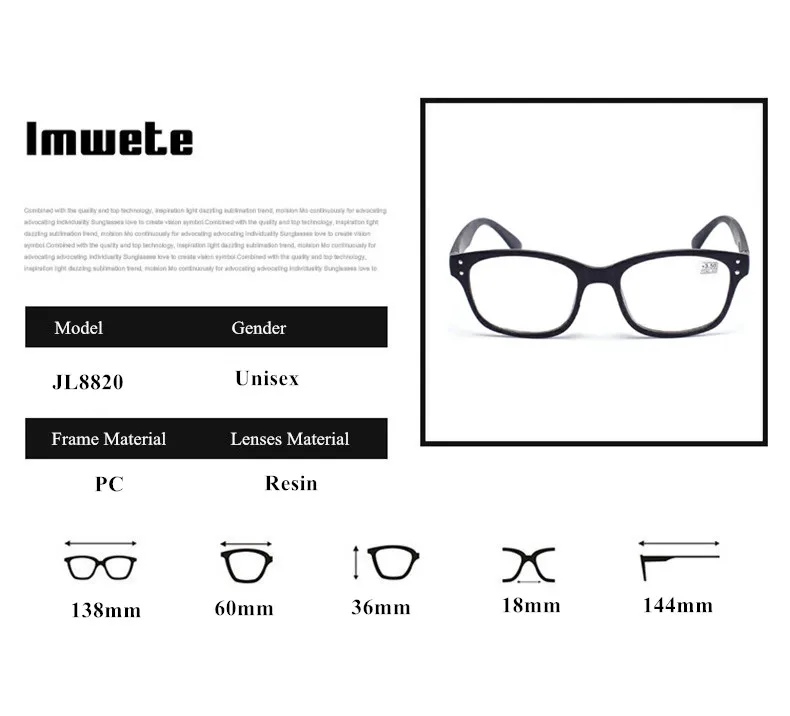 Imwete Unisex Ultralight Reading Glasses Anti-fatigue Presbyopic Diopter Glasses Men Women Eyewear Myopia Resin Lens PC Frame