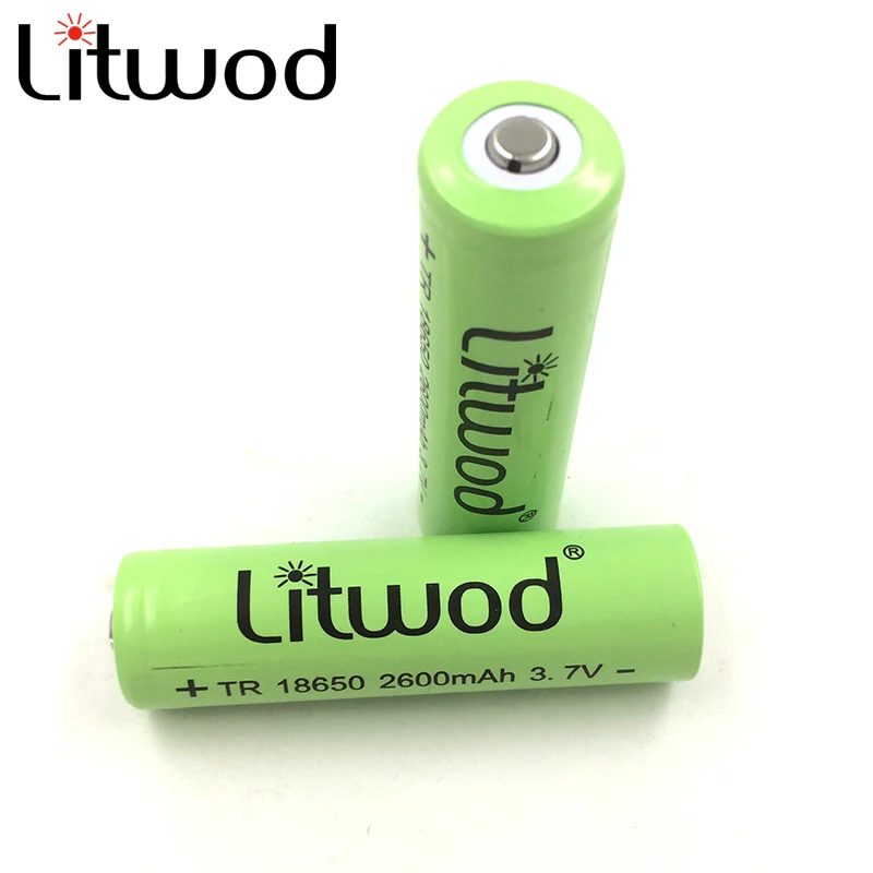 

2PCS Litwod 100% New Original NCR18650B 3.7 v 2600 mah 18650 Lithium Rechargeable Battery For Flashlight batteries