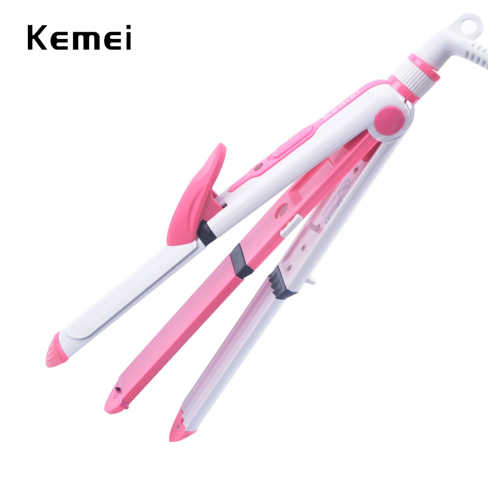 3 в 1 щипцы для завивки волос с евровилкой|kemei in 1|heated rollershair straightener roller |