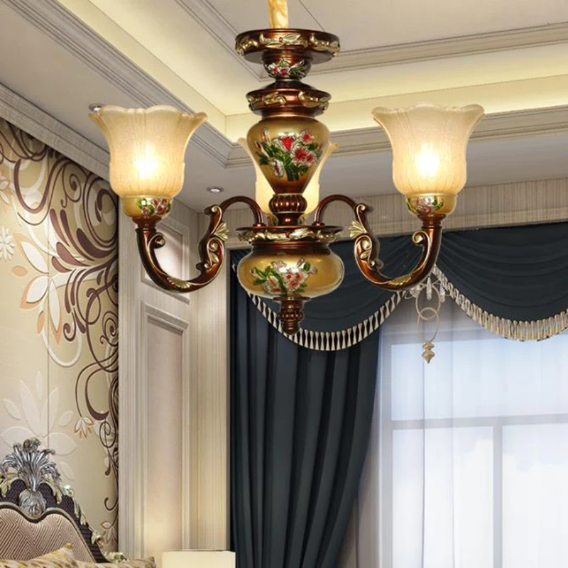 Французский стиль светодиодный смолы Люстра Свет благородный Утюг падение