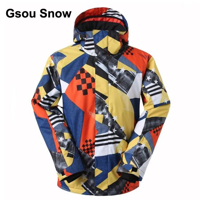 Gsou зимняя мужская водостойкая Лыжная куртка синий сноуборд одежда Спортивная