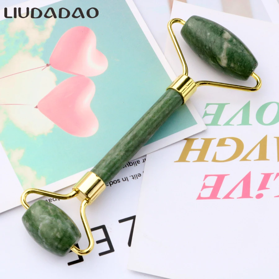 Зеленый нефритовый массажер для лица ролики лифтинга Кристальный камень красота