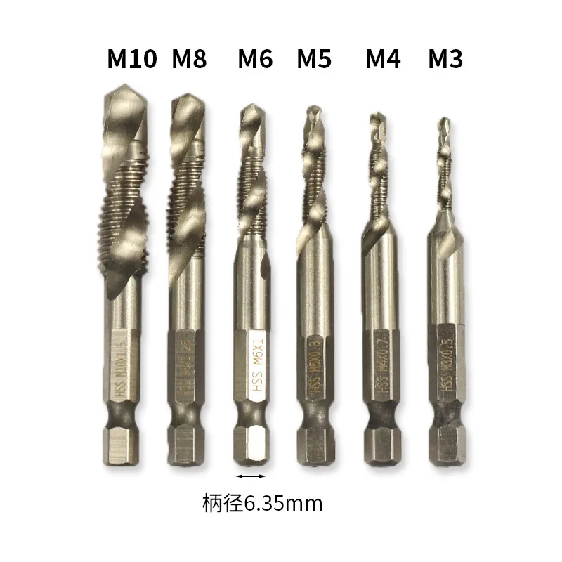 XCAN 6 шт. 1/4 шестигранный хвостовик HSS Метрическая резьба для крана HSS сверла спиральные трапециевидные краны ручные винтовые краны M3 M4 M5 M6 M8 M1O