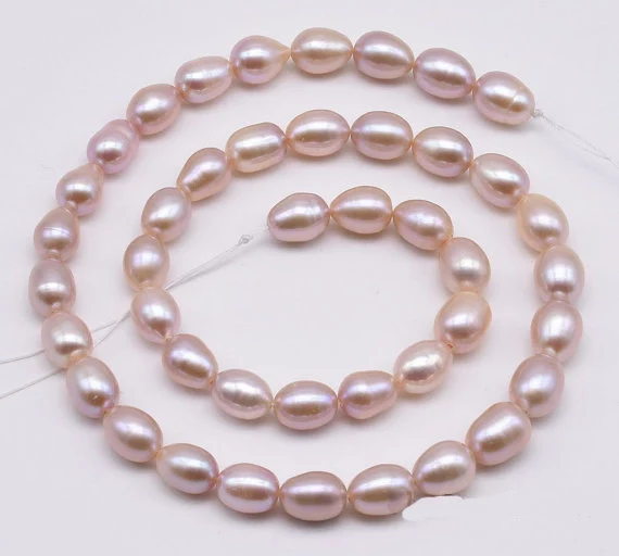 

АА 7-8 мм жемчужные бусины, овальные пресноводные рисовые жемчужины, натуральный лавандовый цвет, маленькие настоящие жемчужины