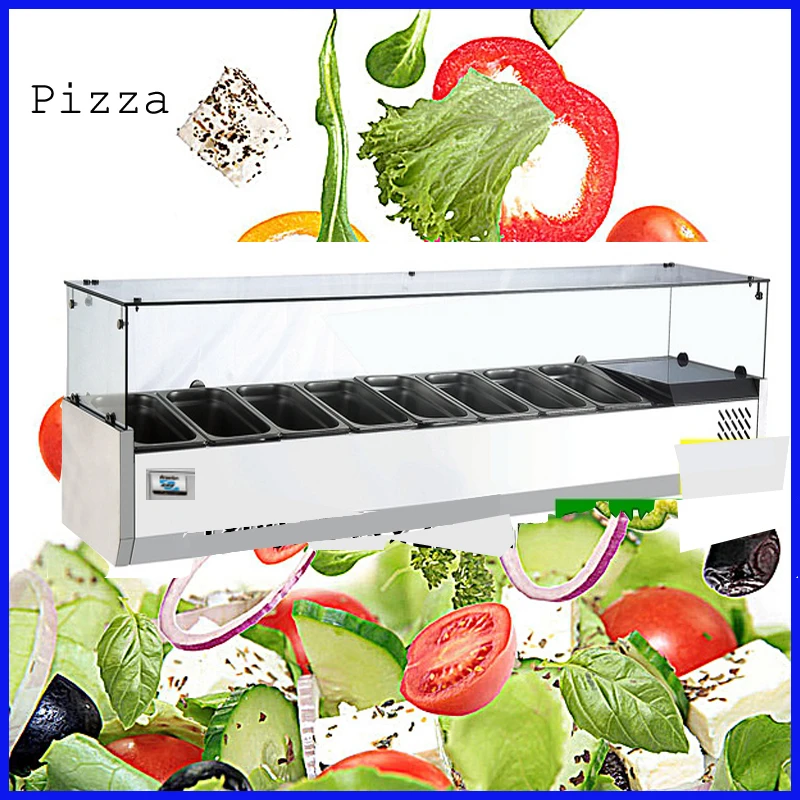 

8 pans 0~10degree direct cooling tpye stainless steel salad work table display refrigerator,pizza table prep freezer for shops