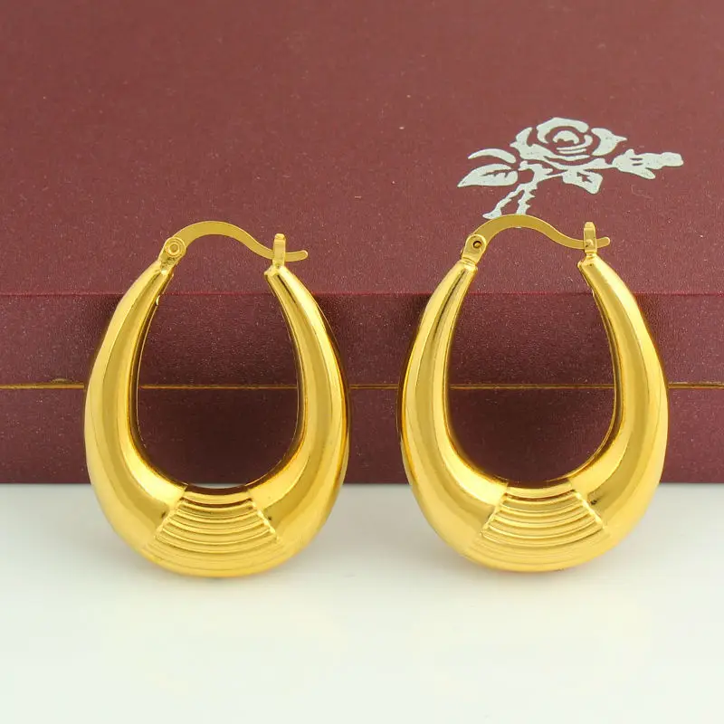 Luxury Gold Oval Earrings for Women/Glrls Color Africa/Arabic/Kenya/India/Middle East Hoop Earring Wedding Jewelry Gifts | Украшения и