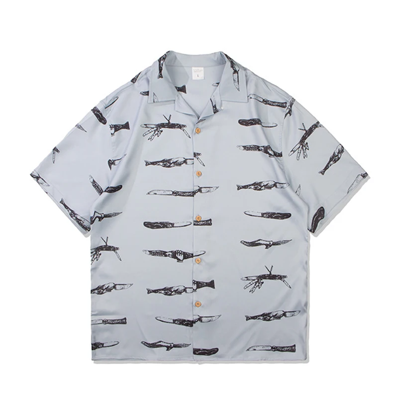 Gersri пляжные рубашки летняя мода Camisa Masculina печатных короткий рукав на пуговицах Гавайские рубашки мужские размера плюс - Цвет: 6017
