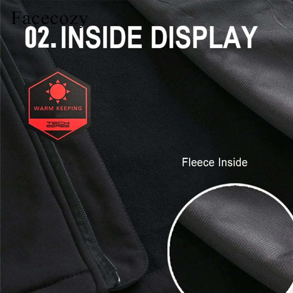 Facecozy Мужская демисезонная уличная походная флисовая куртка ветрозащитная