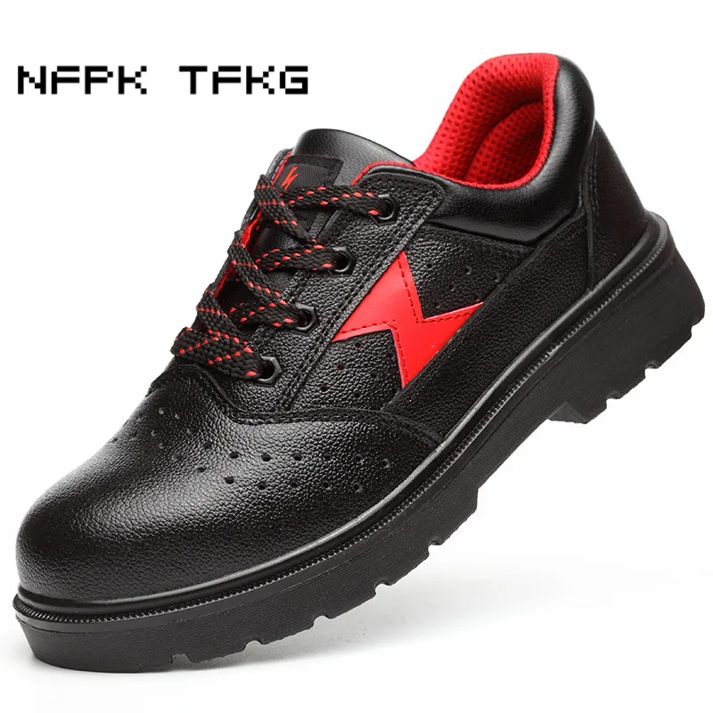 Мужские повседневные летние ботинки из коровьей кожи Нескользящие защитные со