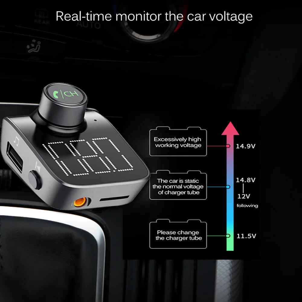 JINSERTA FM Transmitter Wireless Bluetooth Hands-free Car Kit AUX Modulator Audio Mp3 Player Dual USB Charger Read U Disk | Автомобили и