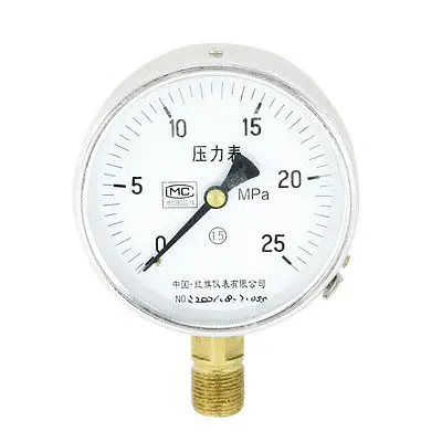 

0-25MPa 20mm Male Thread Metallic Case Pneumatic Pressure Gauge