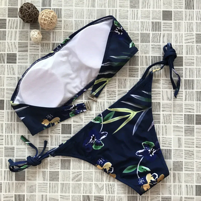 2017 завернутый грудь купальник бикини бразильское для женщин винтажный Ретро