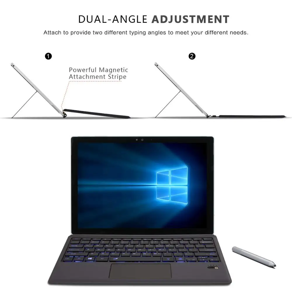Беспроводная Bluetooth клавиатура с подсветкой для Microsoft Surface go 2 Pro 6 2018 5 7 4 3 планшет