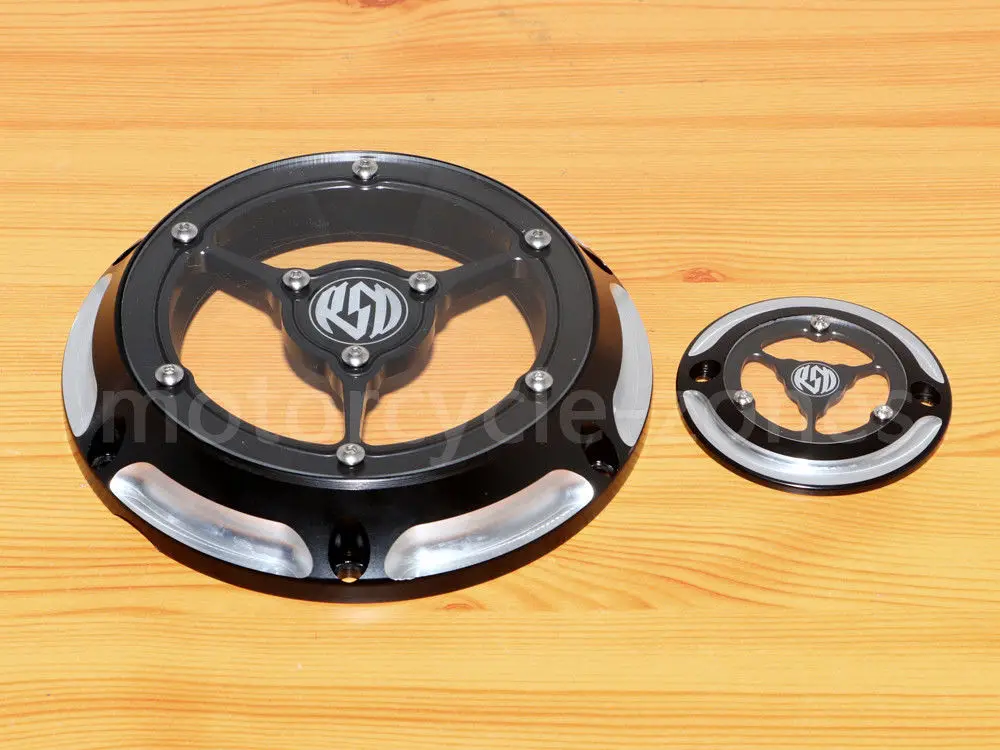 Black White 6 Holes Clarity CNC Derby Timing Timer Cover For Harley Sportster XL 1200 883 2004- 2013