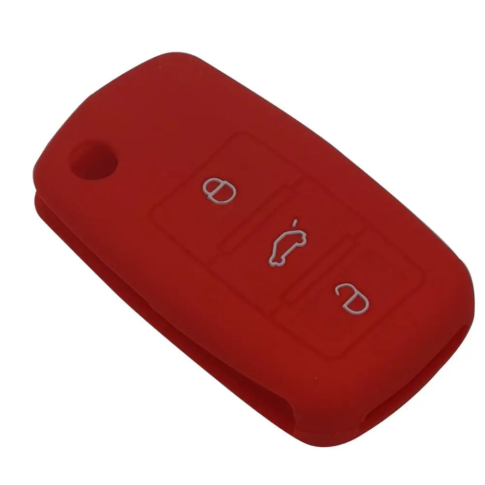 red 10x силиконовый для ключа автомобиля чехол для Volkswagen VW гольф Бора для Golf, jetta, Polo Passat; Skoda Superb Octavia Fabia сиденье Ibiza Leon оболочки - Название цвета: red