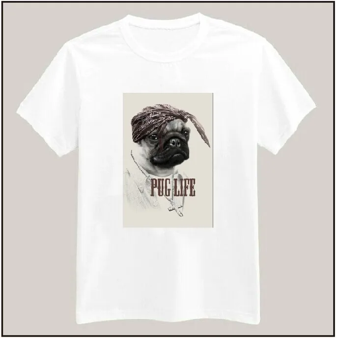 Модная женская футболка Pug Life собака милый хипстер с принтом белые повседневные