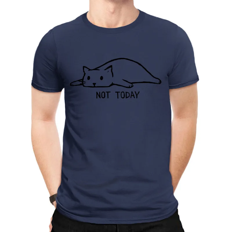 Мужская футболка Lazy Cat большого размера с забавным принтом 100% хлопок