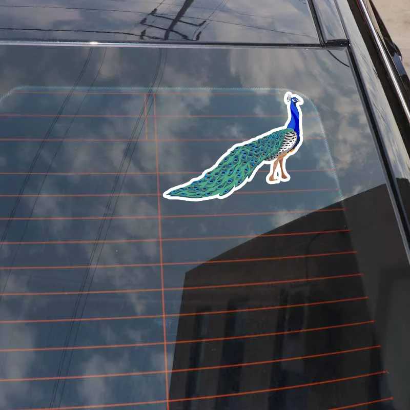 

YJZT 16.5CM*11.9CM High Quality Proud Blue Peacock Decal PVC Car Sticker 11-01468