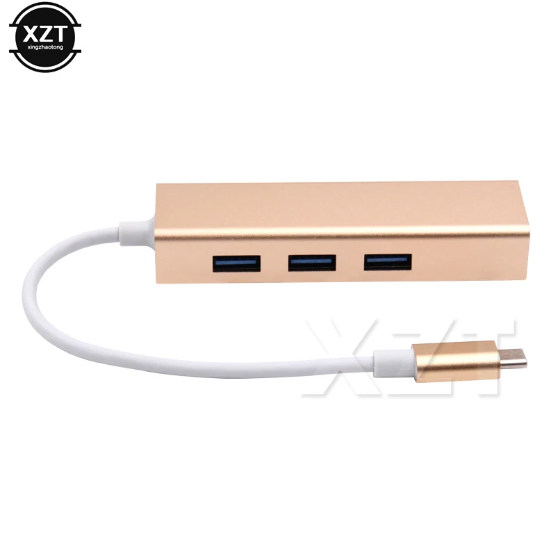 1 шт. горячая Распродажа тип-c в 3-портовый концентратор USB 3 0 с RJ45 100/1000 гигабит Ethernet